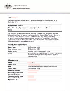 恭喜L女士成功獲得893商業投資者永居簽證！